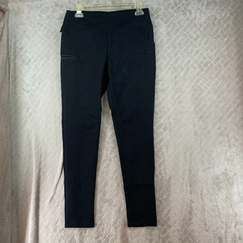 Carhartt Womans Small Fitted Leggings Pants Black Cargo Mid Rise Nylon Blend